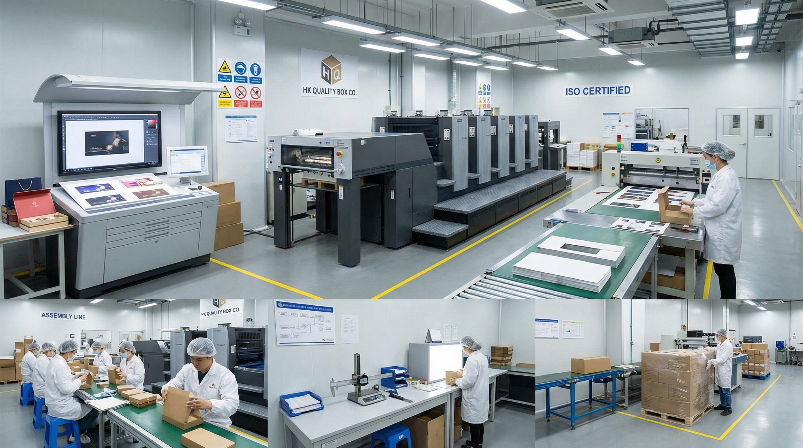 禮盒生產線實景，展示從設計打樣到品質檢驗的完整製造流程